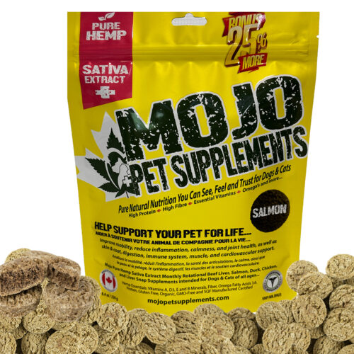 Mojo Pet Supplememts VHP Hemp (cannabis sativa) Chews for dogs, cats health and wellness.